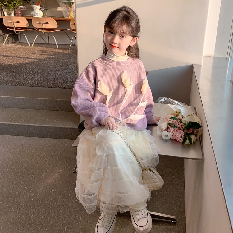 ชุดเสื้อกันหนาวกระโปรง ผ้าฟลีซ แฟชั่นฤดูหนาว สําหรับเด็กผู้หญิง สองชิ้น
