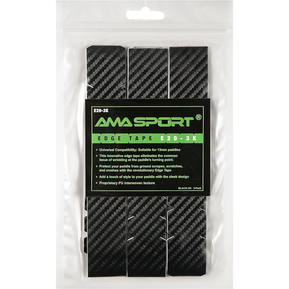 Ama Sport Pickleball Paddle Protection Tape - 3K PU Interque Texture - Paddle Head Edge Guard - เทปป้องกันขอบแร็กเก็ต -Fit Perfectly Curved Edge - ไม่มี Wrinkleling