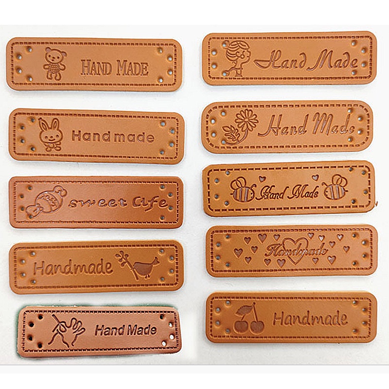 ป้ายโลโก้ หนัง PU ยางซิลิโคนนิ่ม แฮนด์เมด DIY อุปกรณ์เสริม สําหรับงานหนัง 10 ชิ้น
