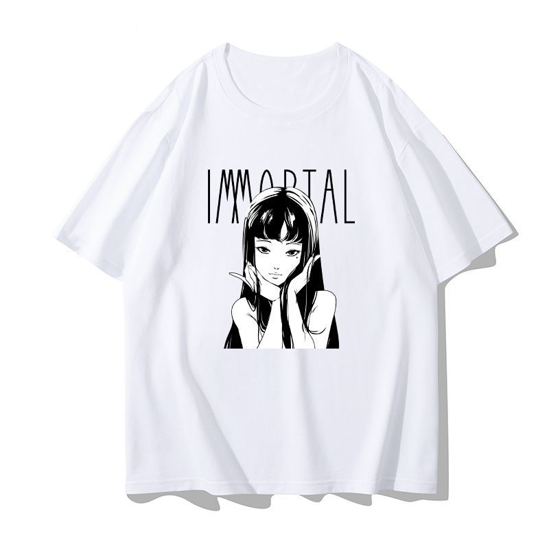 ร่ำรวย Tomie Kawakami มังงะ Junji Ito ต้นฉบับพิมพ์แขนสั้นนักเรียนสบายๆอินเทรนด์เสื้อยืดผ้าฝ้าย