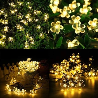Panasi ไฟดอกซากุระ 100Led พลังงานแสงอาทิตย์ กันน้ํา 10เมตร สําหรับตกแต่งสวน คริสต์มาส ไฟนางฟ้ากันน้ำ โคมไฟสวน คริสตัลบอล