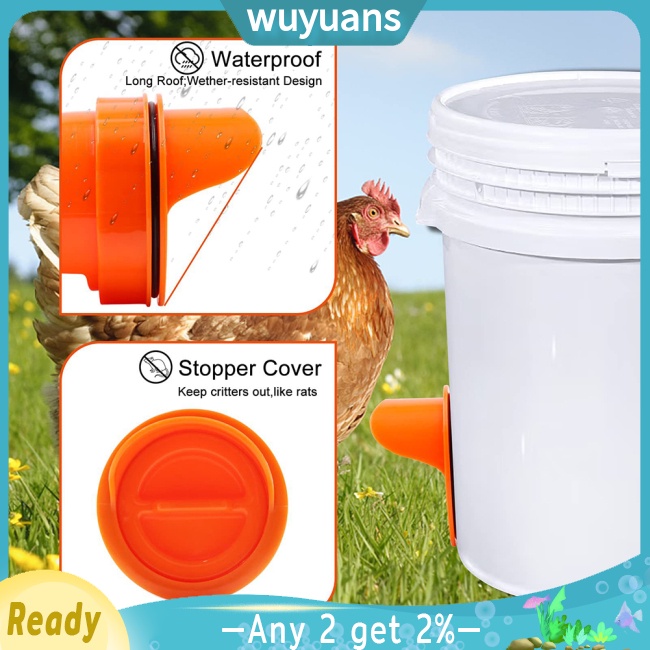 Wuyuans เครื่องให้อาหารสัตว์ปีกอัตโนมัติ กันน้ํา ไม่มีพอร์ตให้อาหารเป็ด ไก่ สําหรับถังขยะ