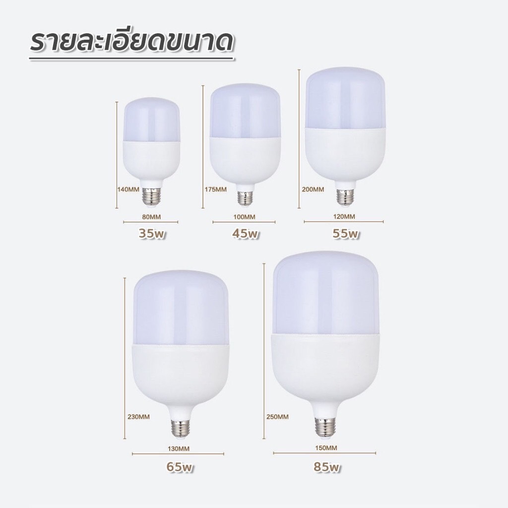 หลอดไฟ LED HighBulb ใช้ได้กับขั้วE27 กำลังไฟ 35W 45W 55W 85W  แสงสีขาว/เหลือง สว่างนวลตา ประหยัดใช้นานถึง 50,000 ชม.