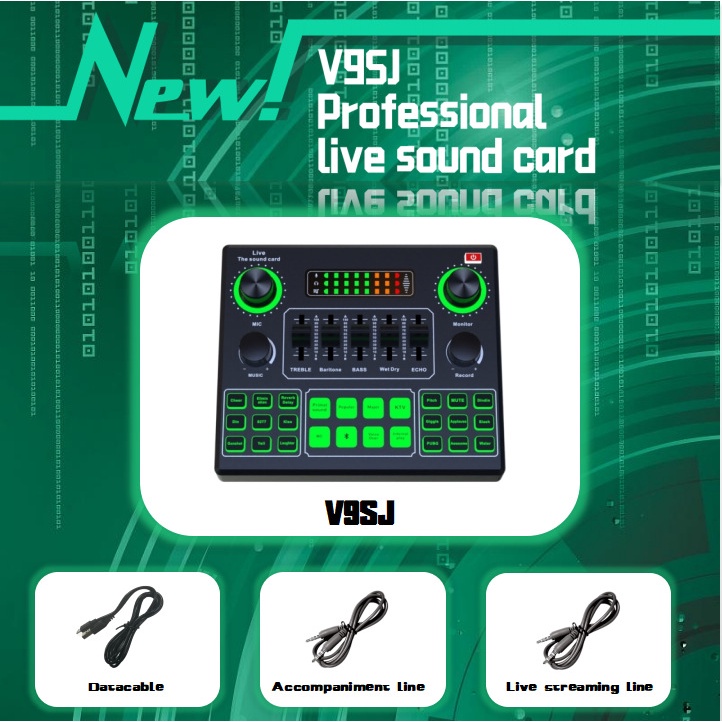 V9 การ์ดเสียง Soundcard คอมพิวเตอร์มือถือที่ทุ่มเท โลหะ Bluetooth การบันทึกอุปกรณ์สดร้องเพลง k เพลง 32bit ไม่มีเสีย