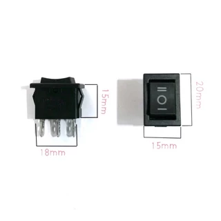 Switch KCD1 สวิตช์รีเซ็ต กดเด้งกลับ 2 ข้าง ซ้าย-ขวา พักตรงลาง 3 ขา 6 A-250vAC/10A-125vAC