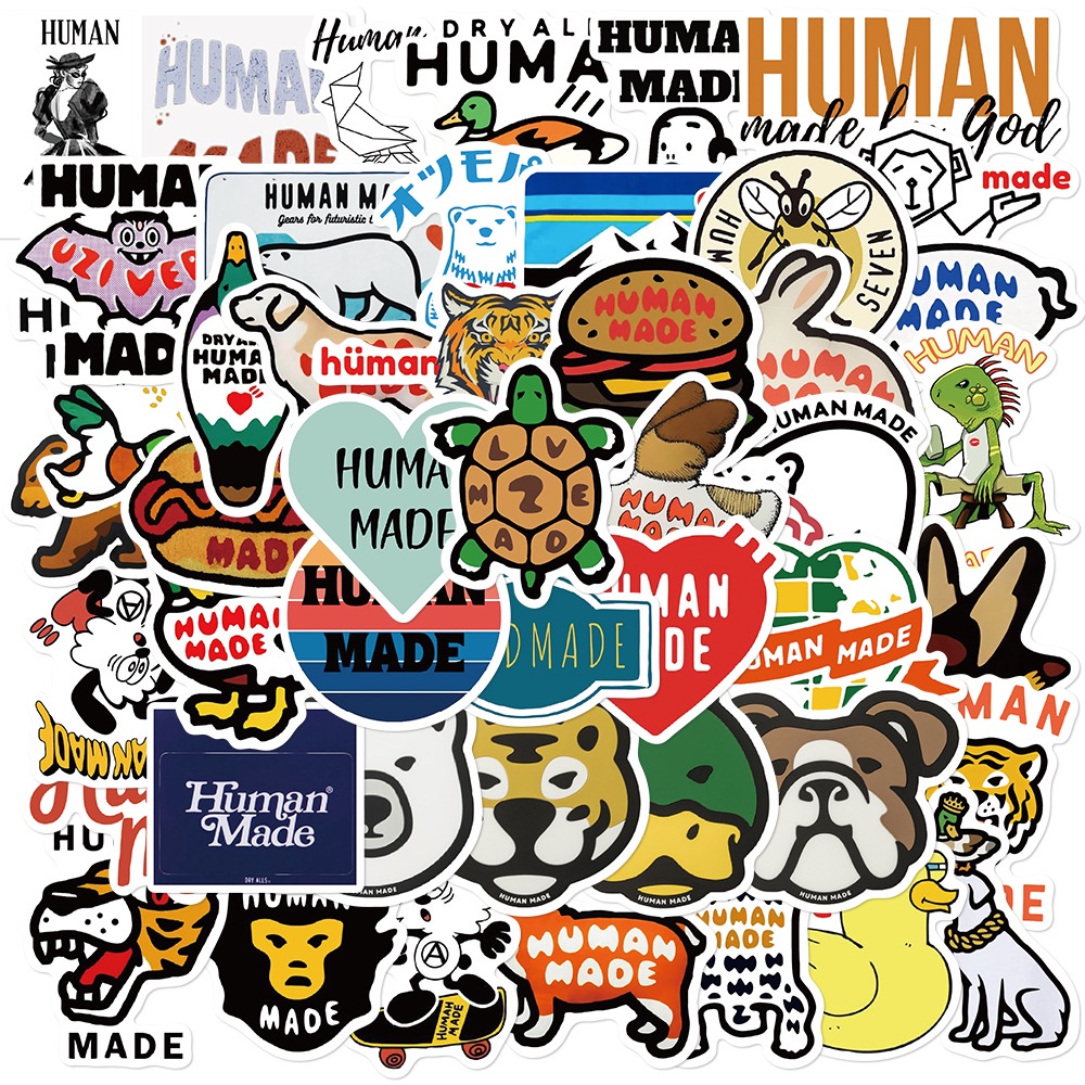 50 ชิ้น HUMAN MADE ญี่ปุ่นแบรนด์อินเทรนด์สติกเกอร์กันน้ํา PVC