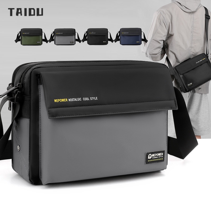 Taidu ใหม่ กระเป๋าสะพายไหล่ สะพายข้าง ไนล่อน น้ําหนักเบา กันน้ํา ทนต่อการสึกหรอ ความจุสูง แฟชั่นสําหรับผู้ชาย