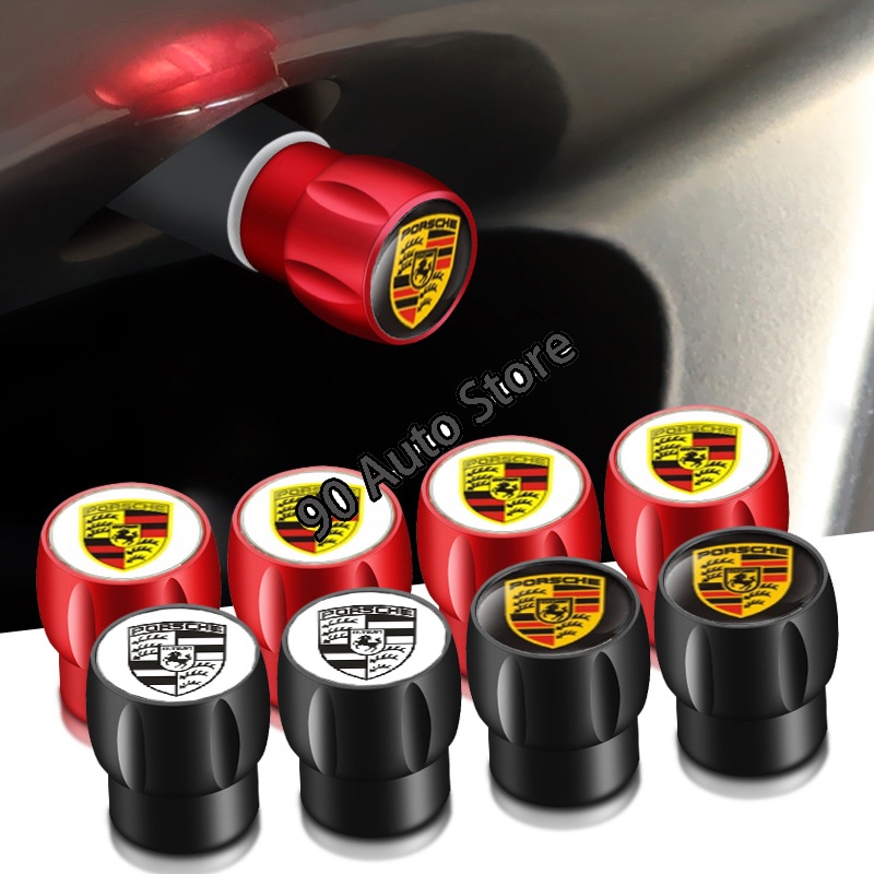 ฝาครอบวาล์วล้อรถยนต์ โลหะ สําหรับ Porsche 911 718 Boxster Cayman 4 ชิ้น
