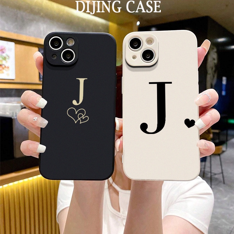 เคสโทรศัพท์มือถือคู่รัก พิมพ์ลายตัวอักษร J DIJINGCASE สร้างสรรค์ สําหรับ iPhone15 iPhone14promax 13Pro 11Pro 12mini 8plus7 6s xr xsmax