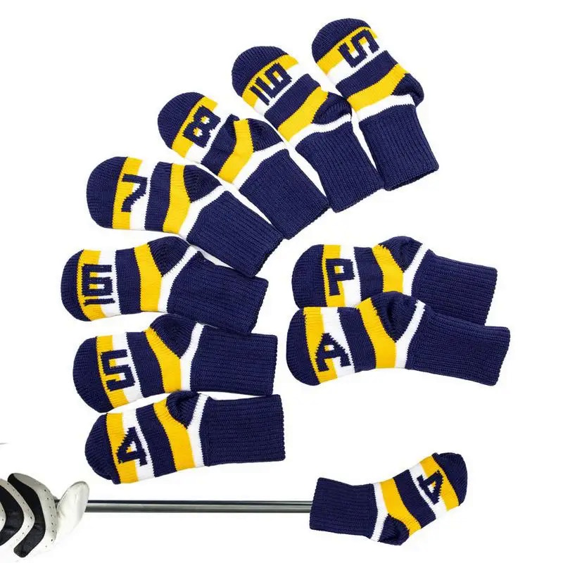 Knitted Socks Shape Golf Head Covers 9pcs Golf Clubs Head Headcover 4 5 6 7 8 9 P A S Golf Iron Head