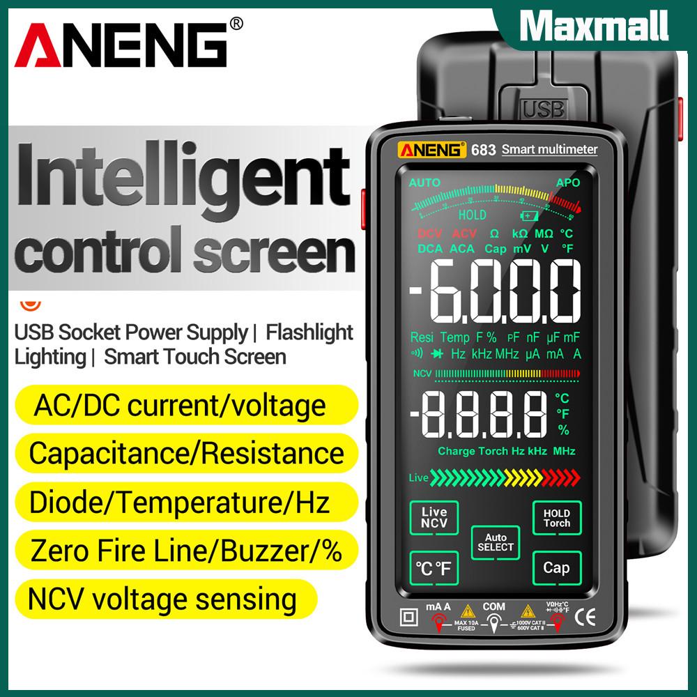 【Maxmall】Aneng 683 มัลติมิเตอร์ดิจิทัล อัจฉริยะ ชาร์จได้ นับ 6000 ครั้ง Hz โอห์ม ไดโอด ทดสอบ AC/DC เ