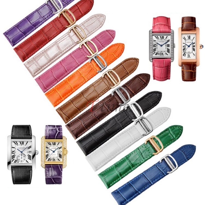สายนาฬิกาข้อมือหนังแท้ แบบพับได้ ขนาด 14 มม. 16 มม. 18 มม. 20 มม. 22 มม. สําหรับ Cartier Tank London Solo Key