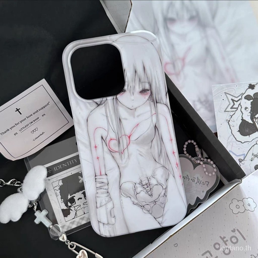 เคสโทรศัพท์มือถือแบบแข็ง นิ่ม ลายการ์ตูนอนิเมะ สีวาว สําหรับ Iphone 14 13Pro xs xr 11 12 78p