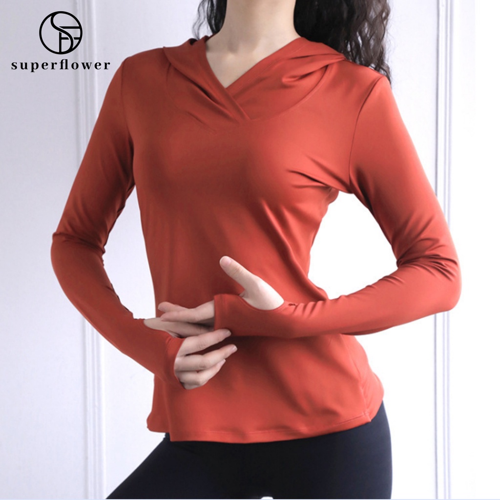 Superflower เสื้อเบลเซอร์ แขนยาว มีฮู้ด ระบายอากาศ พอดีตัว ใส่ออกกําลังกาย วิ่ง เล่นโยคะ สําหรับผู้หญิง
