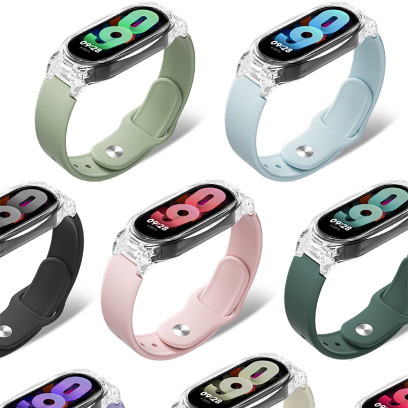 สายนาฬิกาข้อมือ ซิลิโคนนุ่ม น่ารัก + เคสใส สําหรับ Xiaomi Mi Band 8 7 6 5 Smart Watch สายรัดข้อมือ สําหรับ Xiaomi Miband 3 4