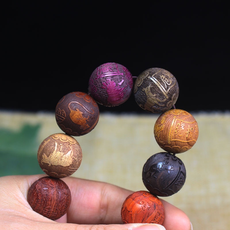 สร้อยข้อมือ ประดับลูกปัดไม้จันทน์ หลายราศี สไตล์ชนเผ่า สําหรับรถยนต์ ราคา ถูกที่สุด ดีลบีเคเค แกลเลอรีภาพที่ 3