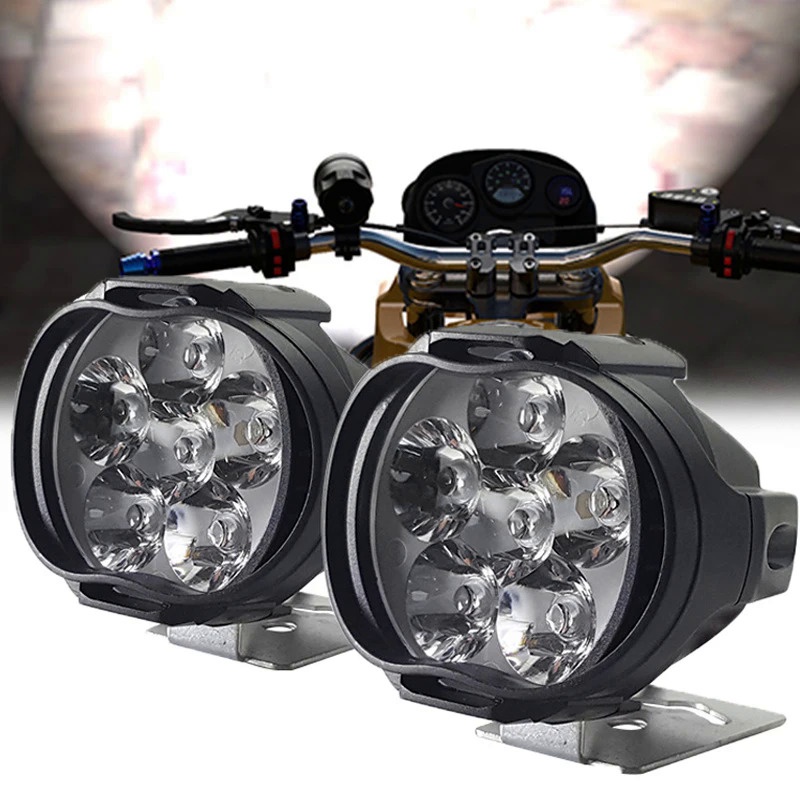 2 Pcs Motorcycle Headlight Motorcycle Waterproof Auxiliary Headlight External Spotlight Waterproof L