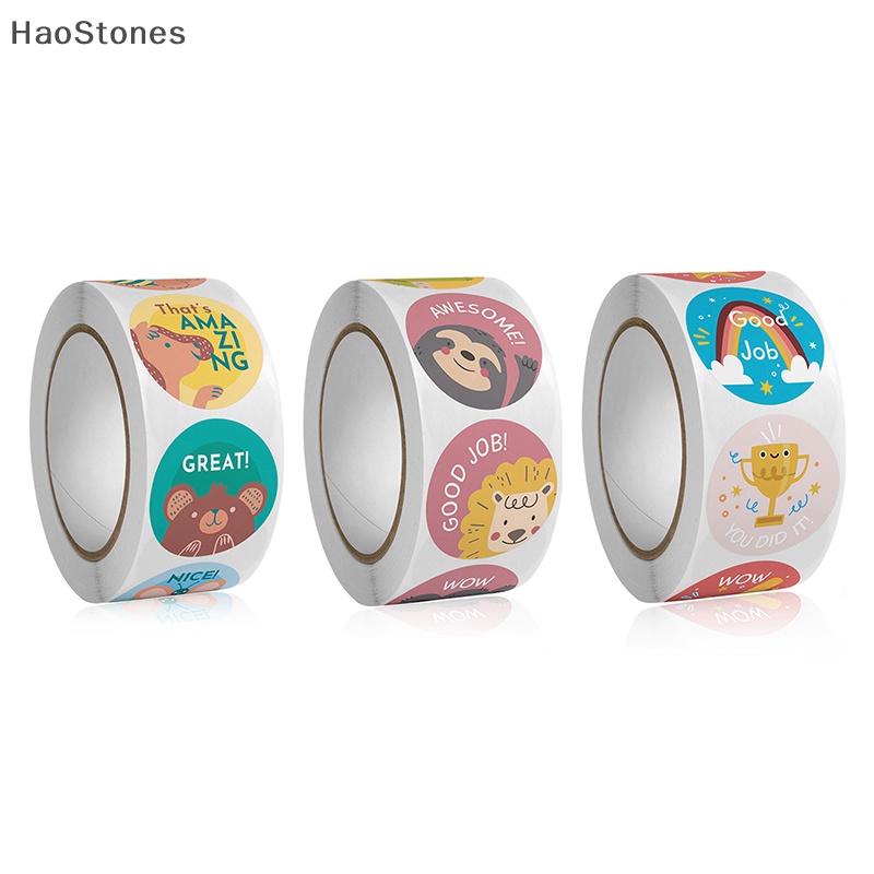 Haostones สติกเกอร์ ลายการ์ตูนสัตว์ ทรงกลม สําหรับติดตกแต่ง 500 ชิ้น ต่อชุด