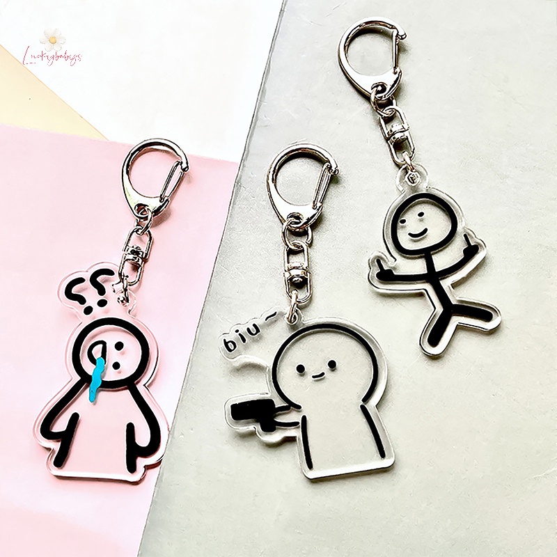 Luckybabys> พวงกุญแจ จี้อีโมติคอน ตลก จับคู่ ผู้ชาย พวงกุญแจโทรศัพท์มือถือ พวงกุญแจนักเรียน ของขวัญ แบบพกพา กระเป๋า จี้ พวงกุญแจ ตกแต่ง ใหม่