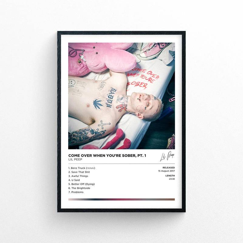 Lil Peep - Come Over When You're Sober Pt. 1 โปสเตอร์พิมพ์ - ไม่มีกรอบ | สไตล์โพลารอยด์ | อัลบั้มเพลง ปกคลุมงานศิลปะ