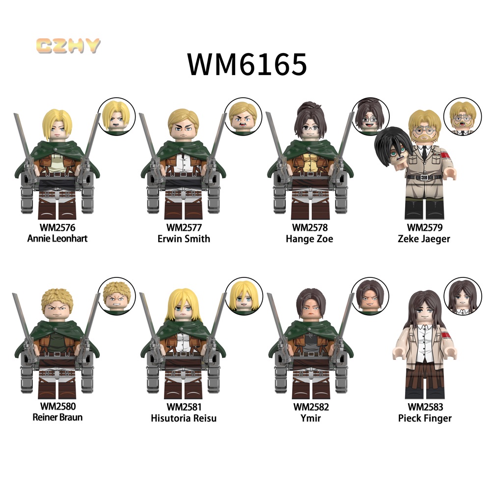 WM บล็อกอะนิเมะโจมตีบน Titan Minifigs Building Block Montessori ของเล่นเพื่อการศึกษาสําหรับเด็ก WM61
