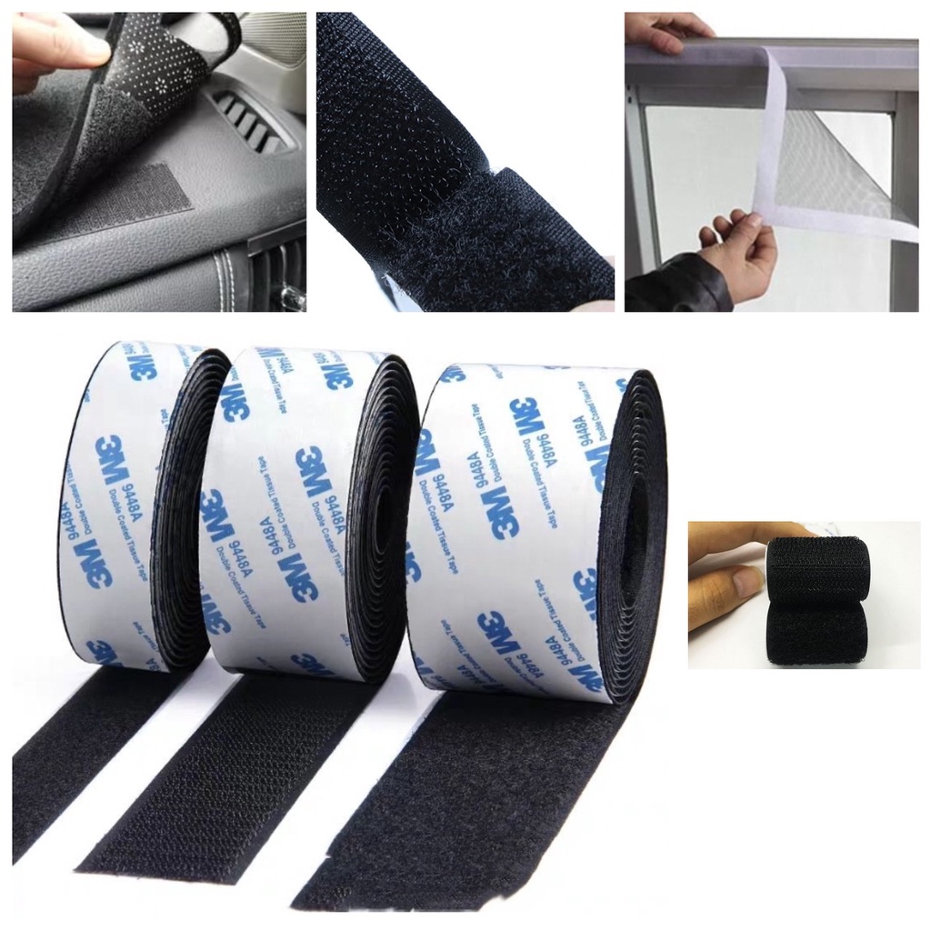 😋 ตีนตุ๊กแก เทปกาวในตัว 3M เทปตีนตุ๊กแก ยาว พร้อมใช้ ขน+หนาม ยาว 1 เมตร เมจิกเทป 😋