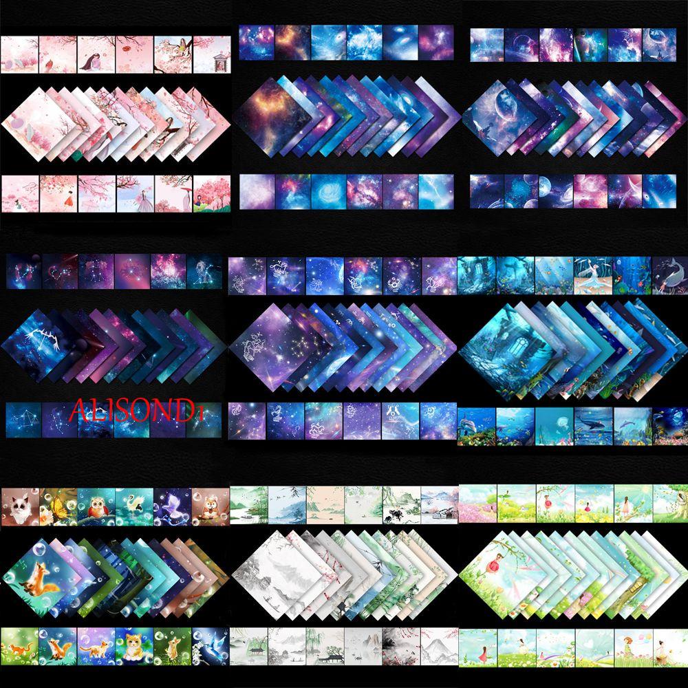 Alisond1 Origami กระดาษพับ ลายดาว สร้างสรรค์ DIY สําหรับตกแต่งสมุดภาพ 50 ชิ้น/ชุด