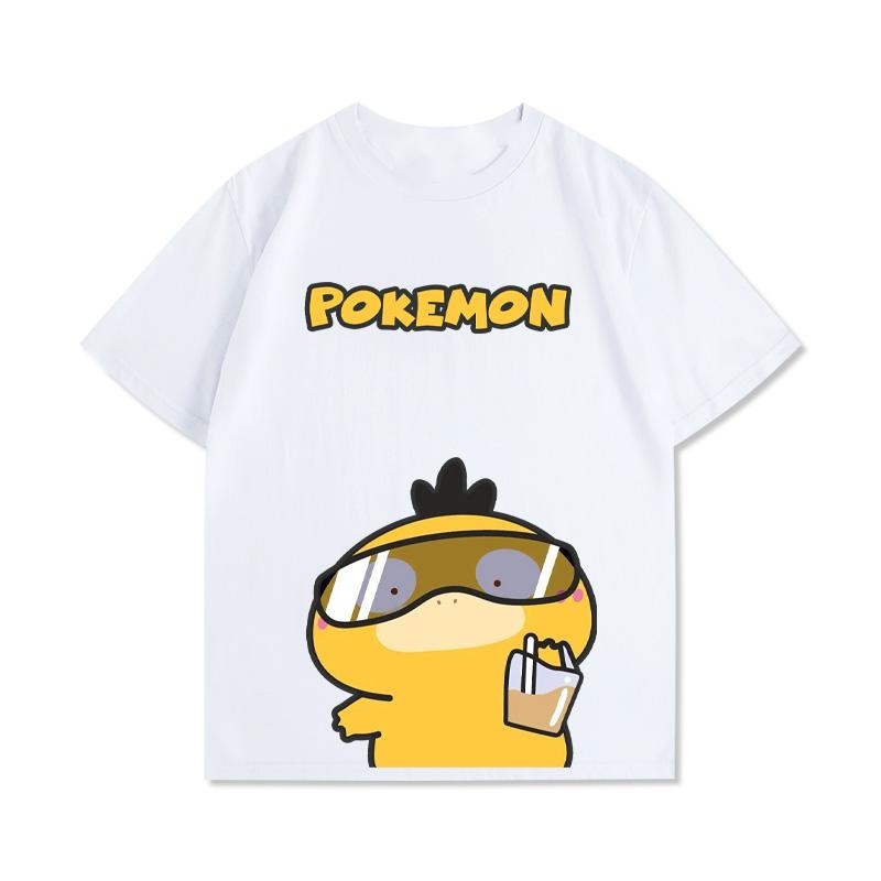 เสื้อยืดแฟชั่นผ้าคัตตอนลายPokémon Aนิเมะ น่ารักกรุบกริบ Psyduck
