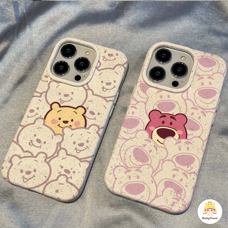 วินนี่เดอะพูห์และสตรอเบอร์รี่การ์ตูนกรณีโทรศัพท์นุ่ม iPhone 13 14 12 15 11 Pro Max 7Plus X XR XS MAX 7 8 6 15 Plus SE