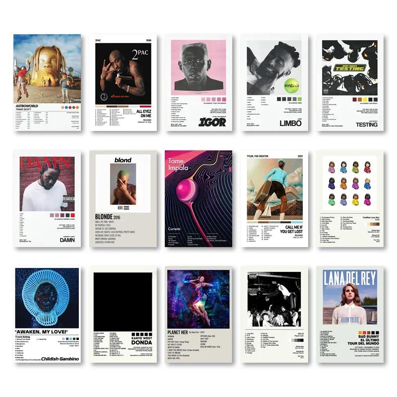อัลบั้มเพลงครอบคลุมโปสเตอร์ Rapper 2Pac,Travis Scott Hiphop นักร้องอัลบั้มครอบคลุมผ้าใบภาพวาด Wall A