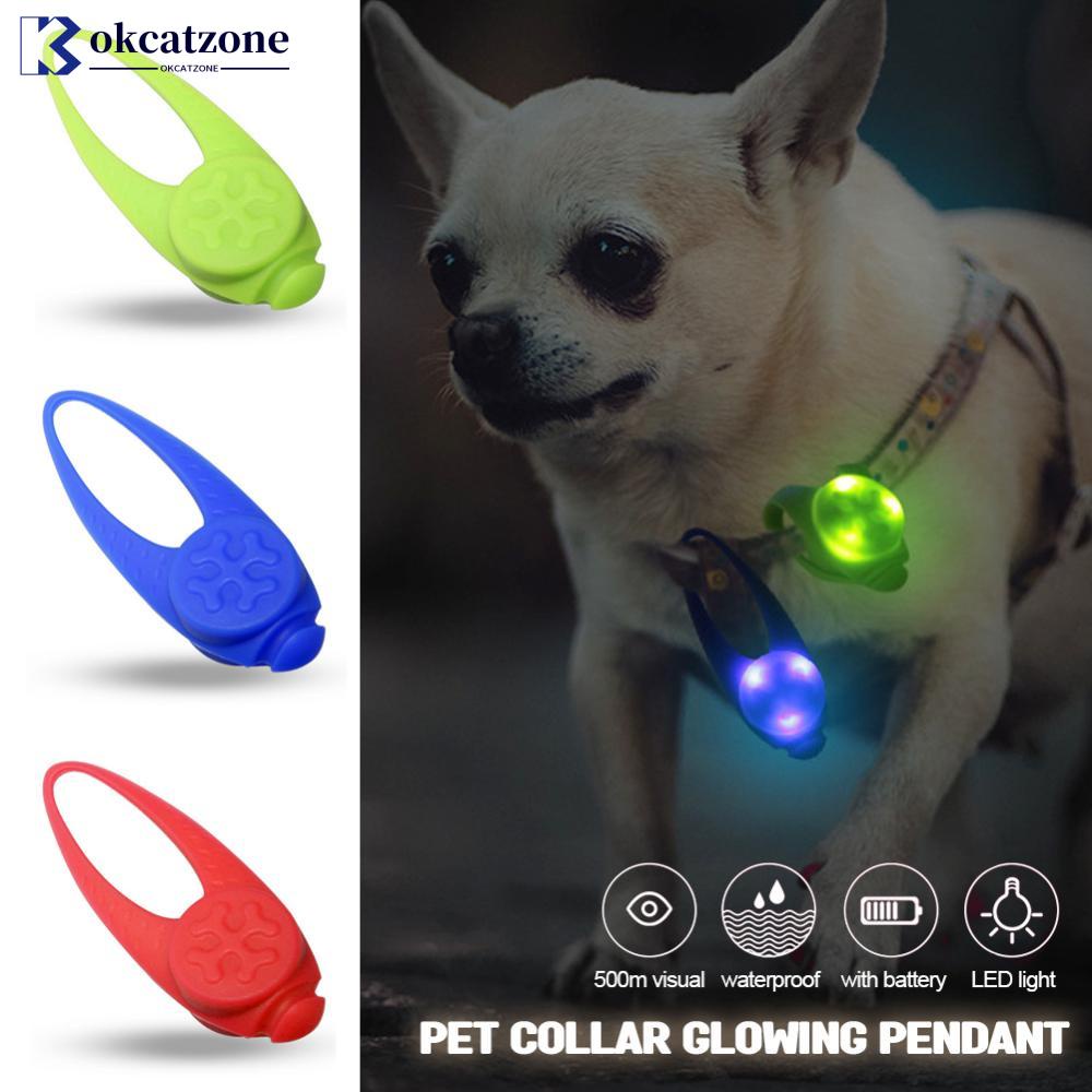 Okcatzone จี้ไฟเตือน LED ซิลิโคน เรืองแสง เพื่อความปลอดภัย สําหรับสัตว์เลี้ยง สุนัข เดินกลางคืน P3R2