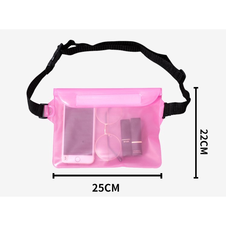 กระเป๋าคาดเอวกันน้ำ PVC สำหรับใส่โทรศัพท์มือถือ ขนาดใหญ่ สีสันสดใส ทัชสกรีนผ่านหน้าจอได้
