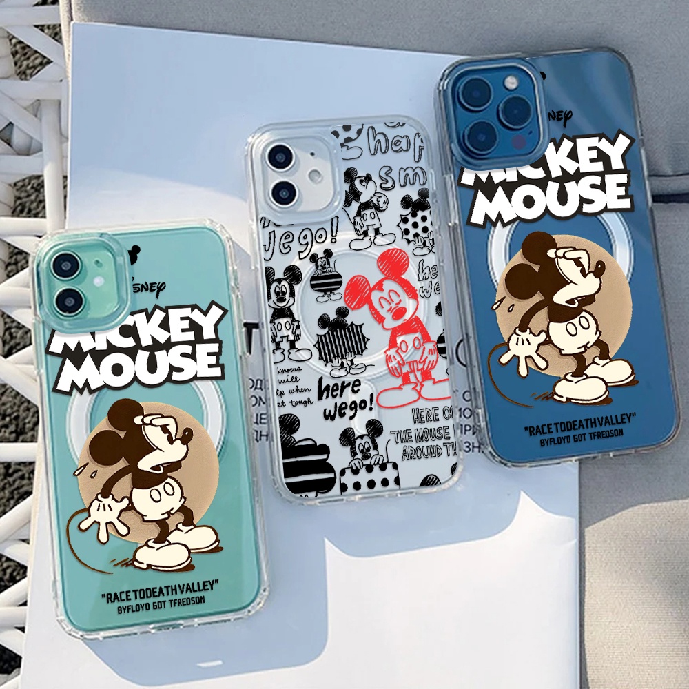 เคสโทรศัพท์มือถือ แม่เหล็ก กันกระแทก ลายการ์ตูนมิกกี้ มินนี่ สไปเดอร์แมน วันพีช ทอยสตอรี่ สําหรับ iphone 15 14 11 13 12 X XS Pro Max xr Mini xr 7 8 6 plus