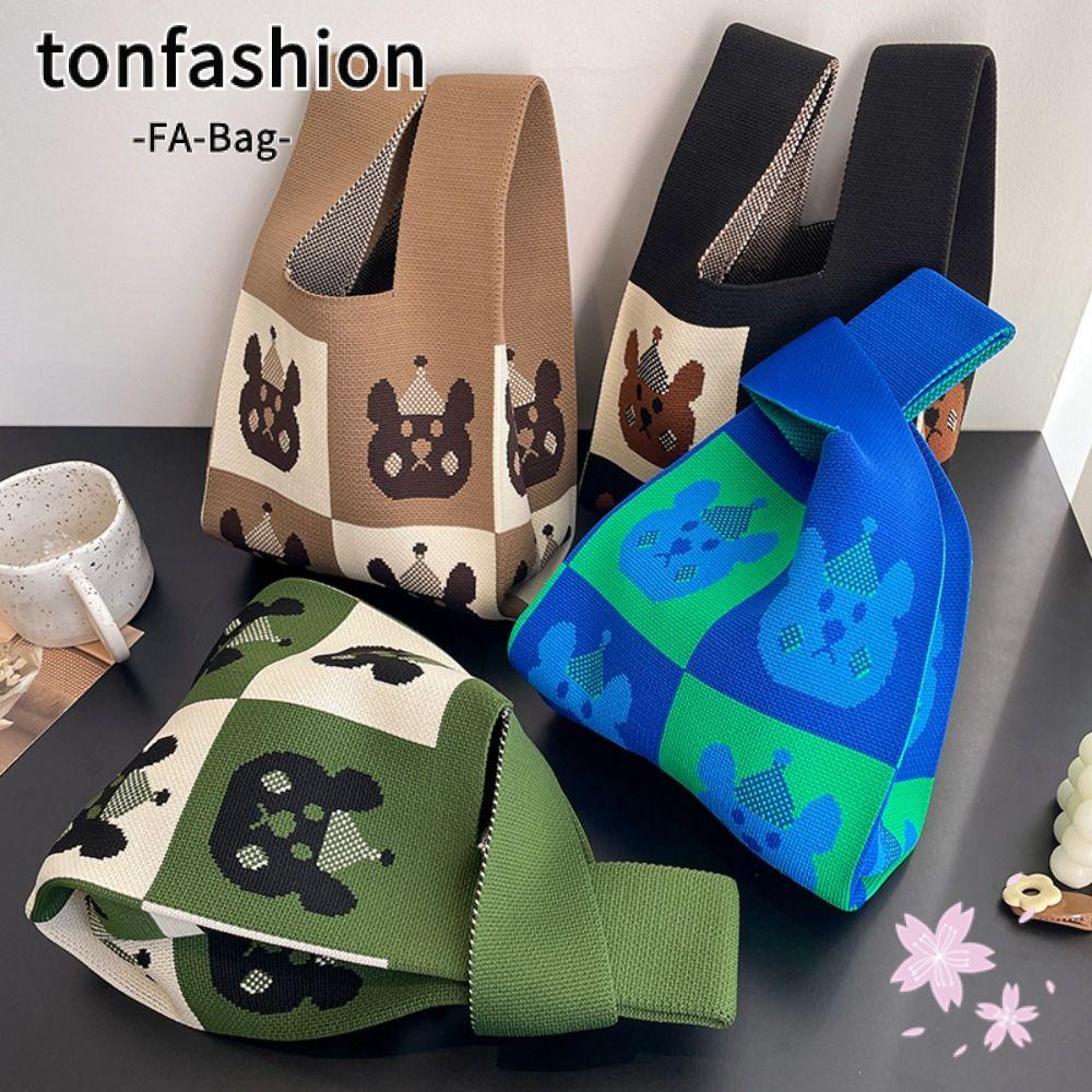 Tonfashion กระเป๋าถือ กระเป๋าสะพายไหล่ ผ้าถัก ออกแบบเฉพาะ สําหรับผู้หญิง
