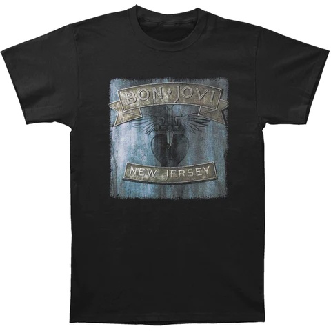 พิมพ์ลาย เสื้อยืด ลาย Bon Jovi New Jersey | เสื้อยืด พิมพ์ลายวงร็อคฮาร์ดเมทัล