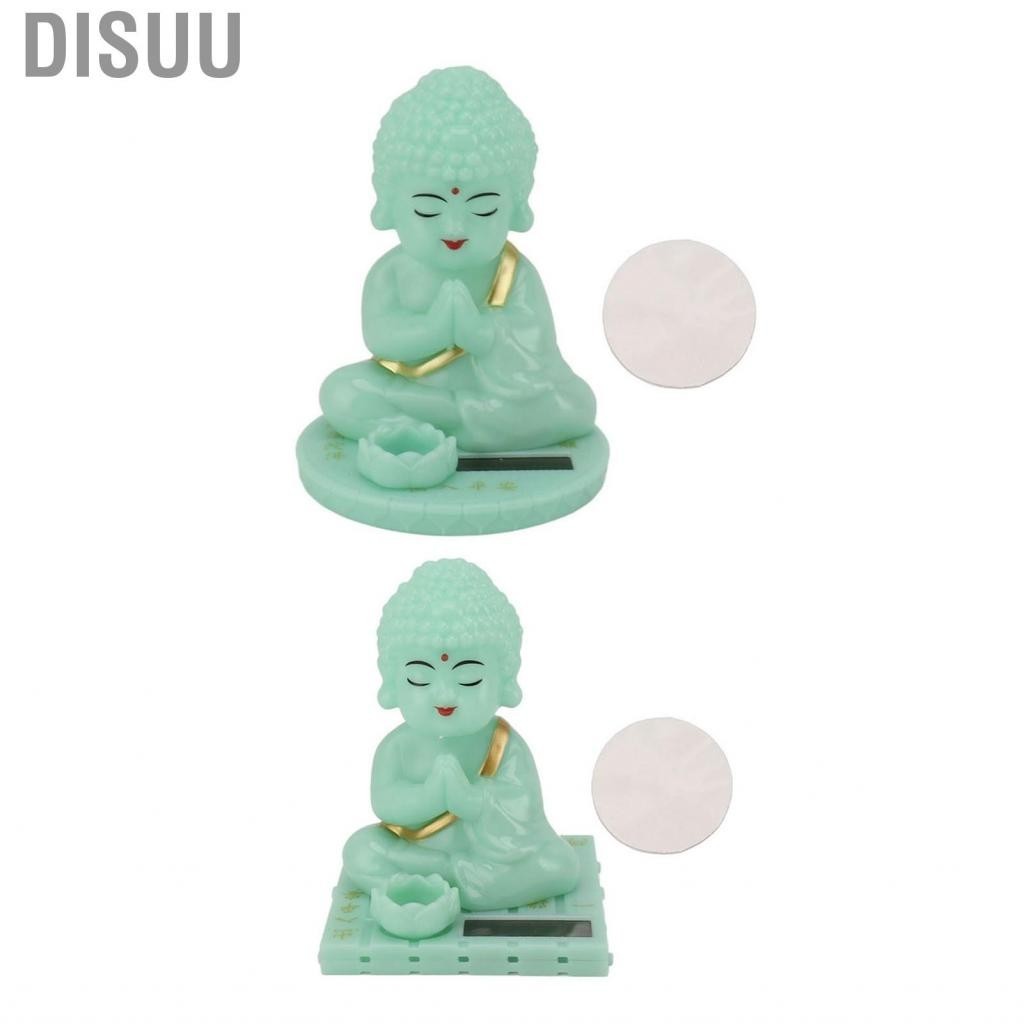 Disuu Buddha Ornament  Solar Powered Stable Base Statue Toy Lifelike for Car Dashboard