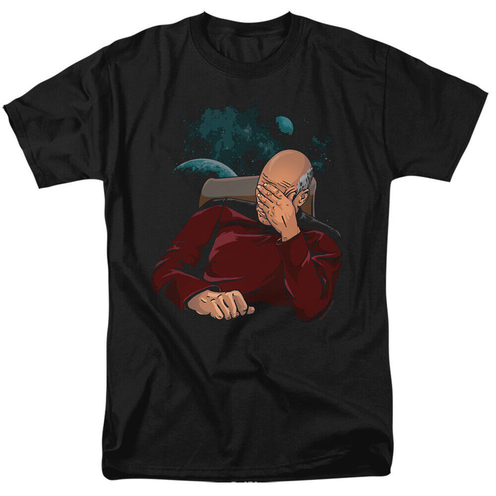 Star Trek Facepalm T Shirt Licensed Sci-Fi TV Classic Adult tee New Black tops tee