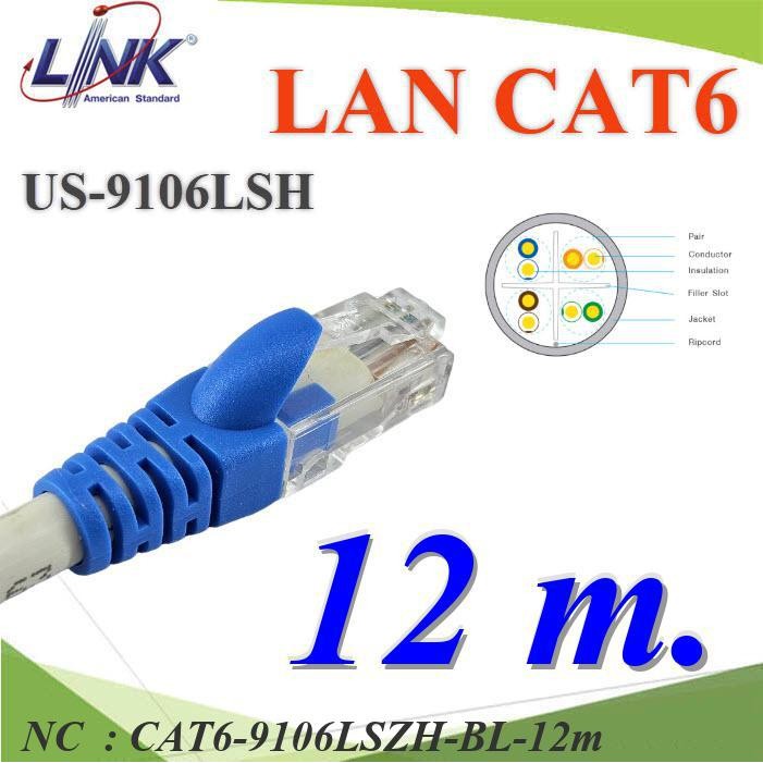 NC 12 เมตร สายแลนสำเร็จรูป Link CAT6 US-9106LSZH สีขาว CAT6-9106LSZH-BL-12m