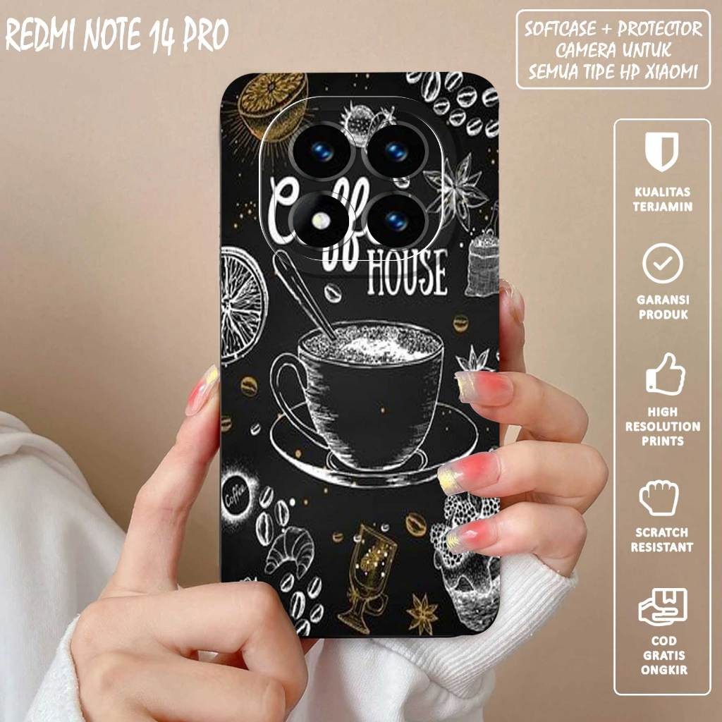 SOFTCASE PRO CAMERA COFFEE PICTURE สําหรับสีแดง*MI NOTE 14 PRO -
