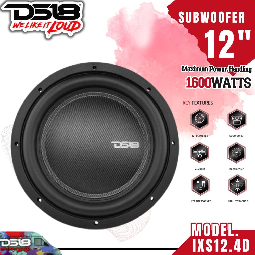 📌แรงจุใจ📌DS18-IXS12.4D ซับวูฟเฟอร์ไฟเบอร์กลาสขนาด 12นิ้ว แบบบาง 1600วัตต์ PEAK 4 โอห์ม SUBWOOFER ดีเ