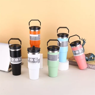 (ส่งด่วนทันที🌟) 890ML แก้วเยติเก็บความเย็น แก้วน้ำสแตนเลส พร้อมฝามีหูหิ้ว สแตนเลสเกรด304 แก้วเก็บน้ำอุณหภูมิ