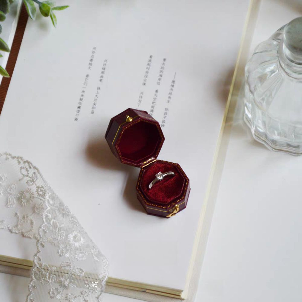 กล่องแหวนหมั้น UNUF, ซองหนังกํามะหยี่แสดงผู้ถือแหวนขนาดเล็ก ผู้ดูแล กล่อง, หรูหรารูปหัวใจหัวเข็มขัดแบบพกพาวินเทจแหวนกรณี - รูปที่ 7