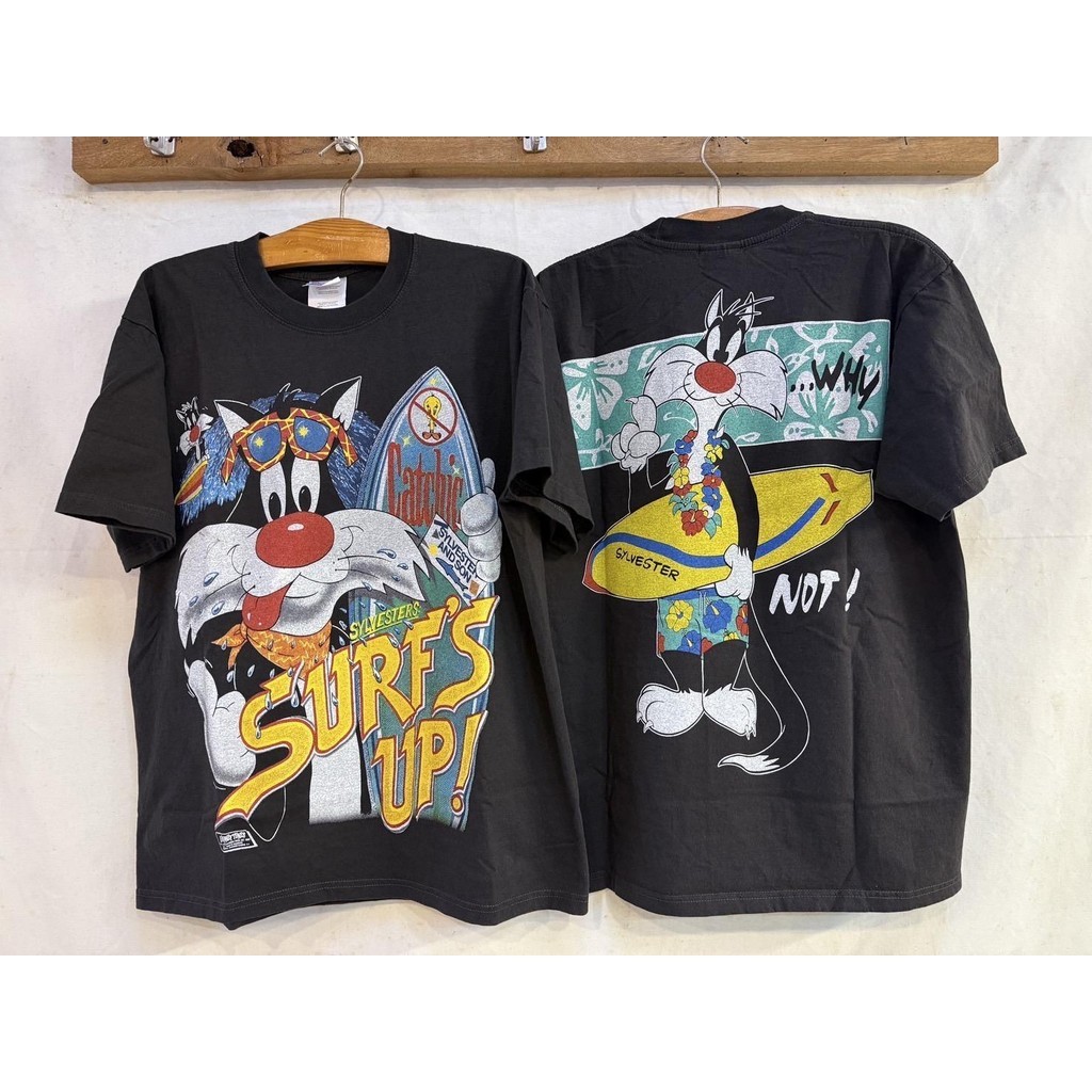 T-shirt เสื้อลายซิลเวสเตอร์(ป้ายHanes)（S-5XL）