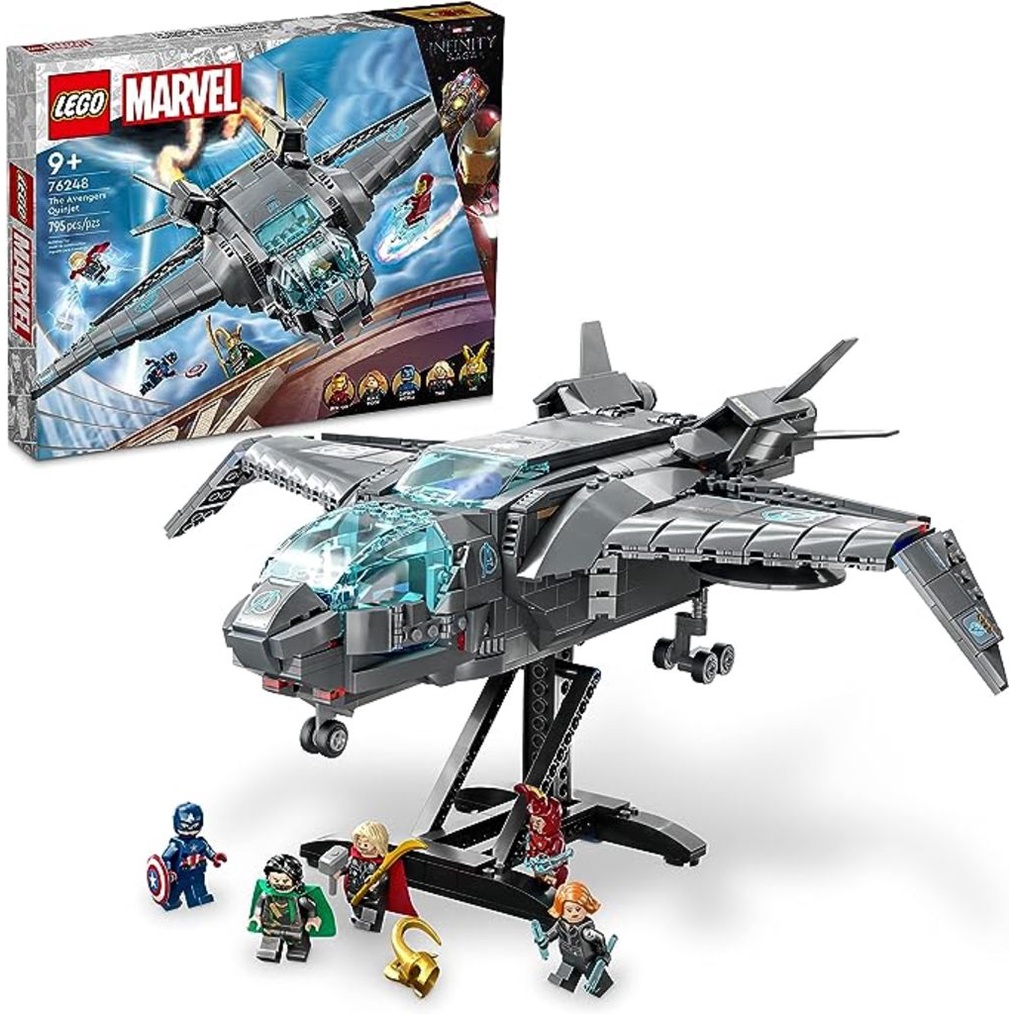 LEGO Marvel The Avengers Quinjet 76248, Spaceship Building Toy Set with Thor, Iron Man, Black Widow, Loki and Captain