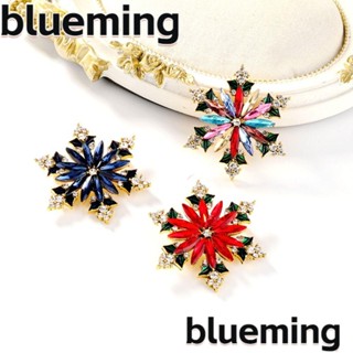 Blueming2 เข็มกลัด พลอยเทียม รูปเกล็ดหิมะ สีแดง หลากสี เครื่องประดับ สําหรับตกแต่งงานปาร์ตี้ งานแต่งงาน 2 ชิ้น