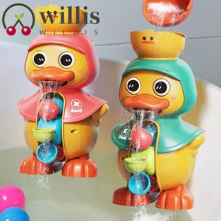 Willis ล้อน้ําหมุนได้ ของเล่นในห้องน้ํา การ์ตูนเป็ด เด็กวัยหัดเดิน 1-4 ปี น่ารัก PVC ดูดน้ํา ฝักบัว ของเล่น เด็กทารก