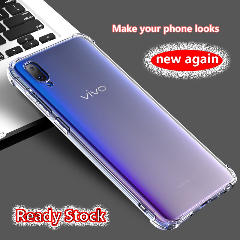 สําหรับ Vivo X21 UD A คริสตัลใส 4 มุมกันกระแทกยางนุ่ม Jelly กรณีเคสโทรศัพท์ฝาหลังกันชนโปร่งใส