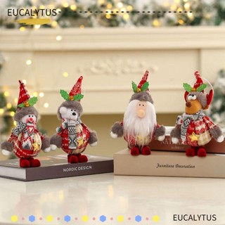 Eutus จี้ตุ๊กตาซานตาคลอส สโนว์แมน น้ําหนักเบา พร้อมสายแขวน สําหรับตกแต่งต้นคริสต์มาส 2 ชิ้น