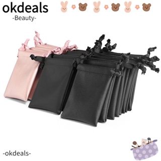 Okdeals กระเป๋าหนัง PU แบบผูกเชือก ป้องกันฝุ่น อินเทรนด์ สําหรับใส่เครื่องประดับ