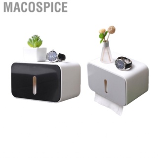 Macospice Wall Mounted Tissue Box Dual Paper Outlet  and Moistureproof Rack for Bathroom